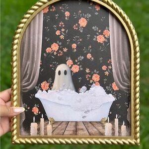 Cute Spooky Ghost in Bathtub Art Frame
